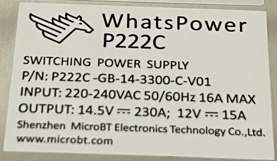 Whatspower P222C Netzteil Netzteil für Whatsminer M30s M31s M32
